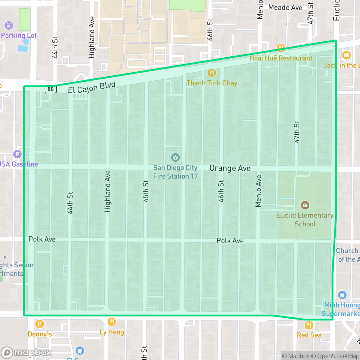 Map showing the location of Teralta East, San Diego, CA