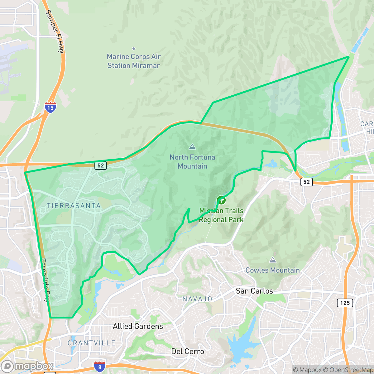 Map showing the location of Tierrasanta, San Diego, CA