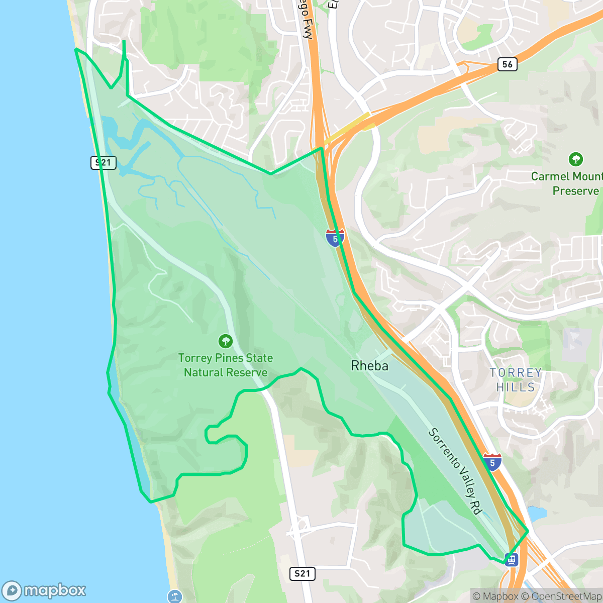 Map showing the location of Torrey Preserve, San Diego, CA