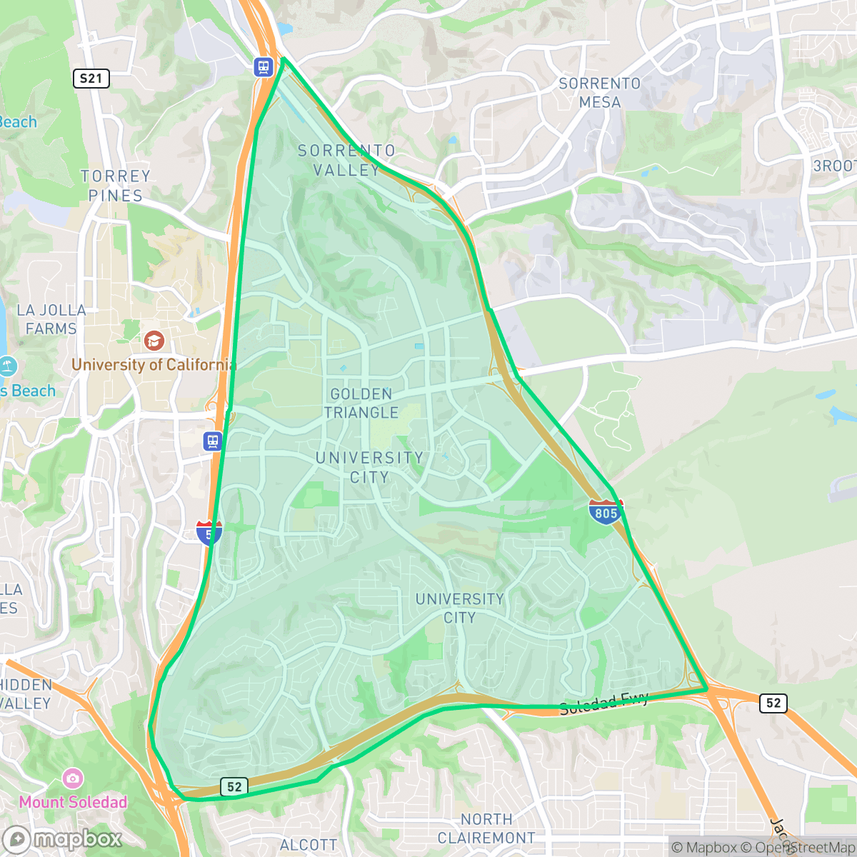 Map showing the location of University City, San Diego, CA