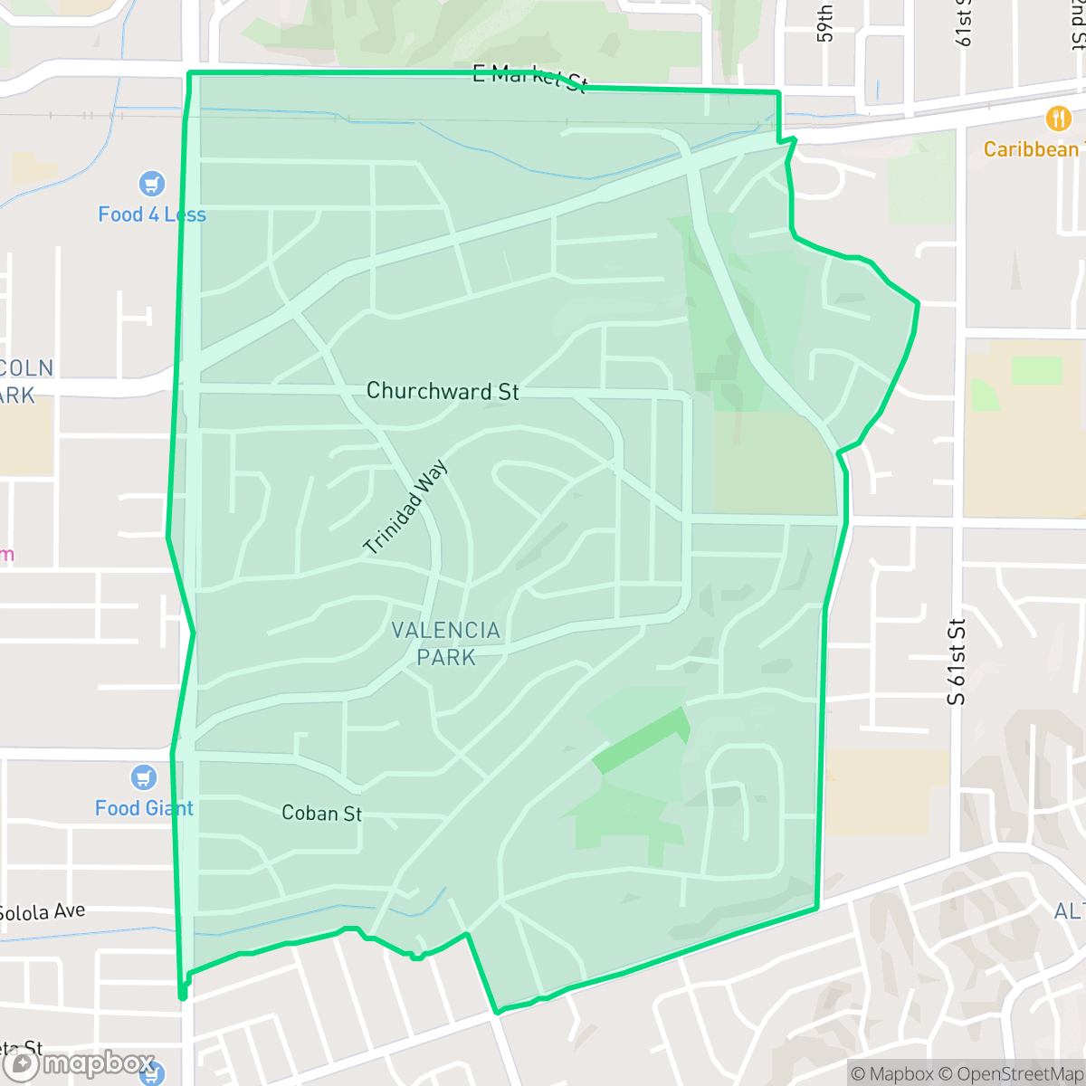 Map showing the location of Valencia Park, San Diego, CA