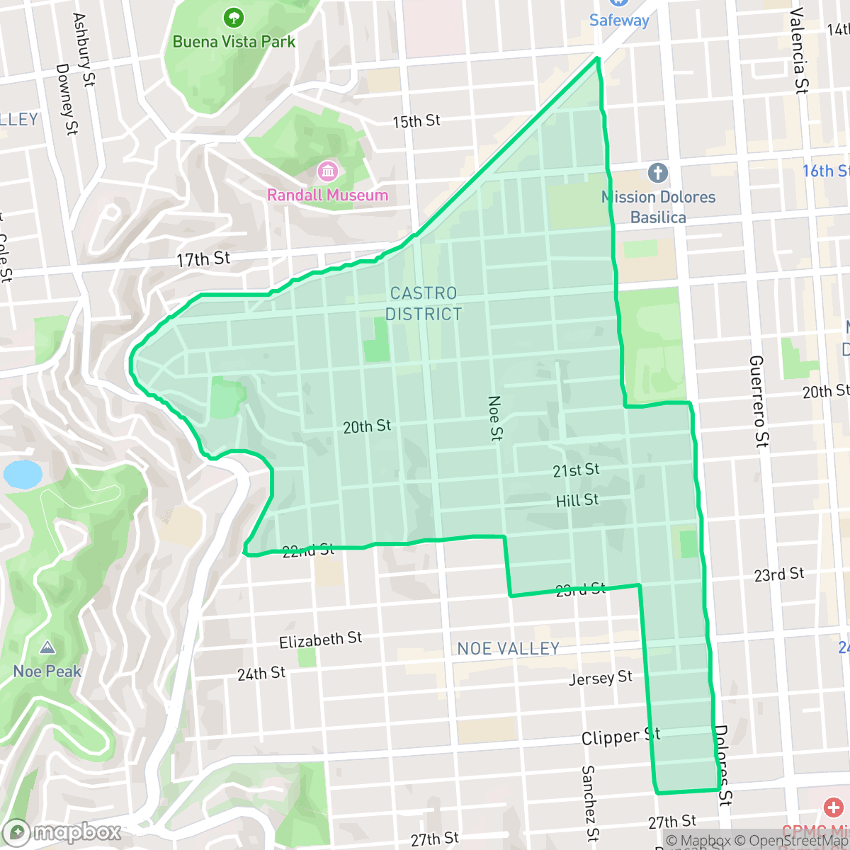 Map showing the location of Eureka Valley - Dolores Heights - Castro, San Francisco, CA