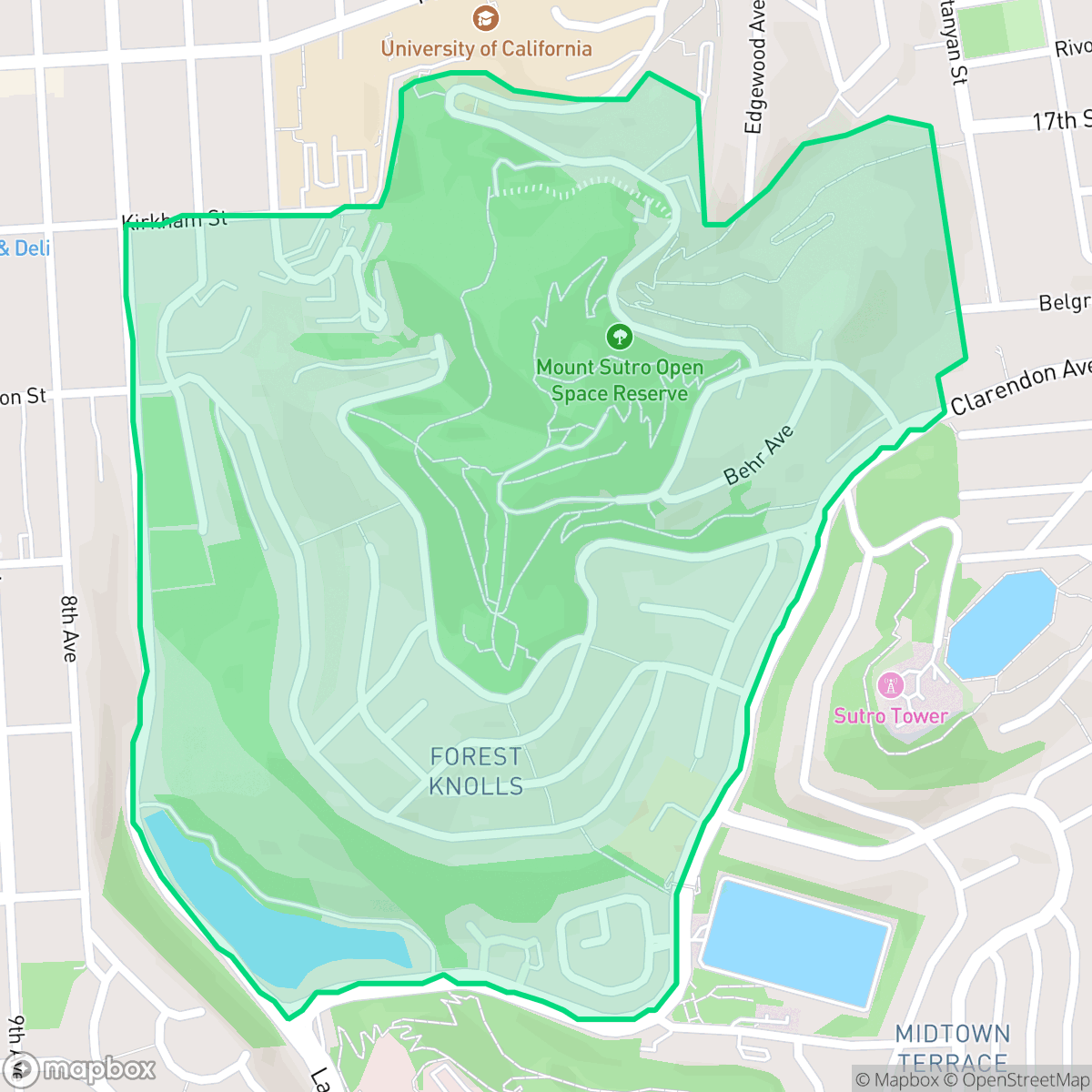 Map showing the location of Forest Knolls, San Francisco, CA
