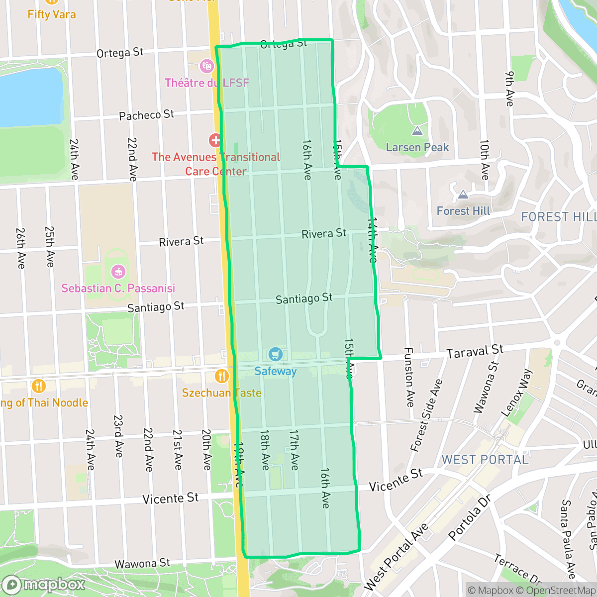 Map showing the location of Inner Parkside, San Francisco, CA