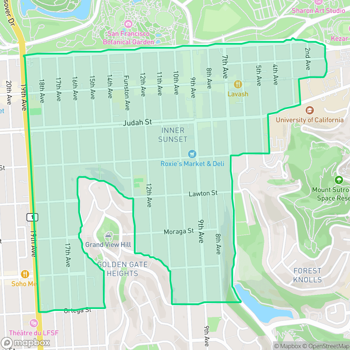 Map showing the location of Inner Sunset, San Francisco, CA