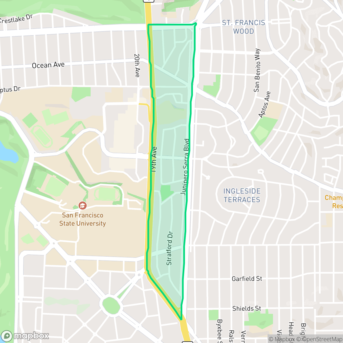Map showing the location of Lakeside, San Francisco, CA