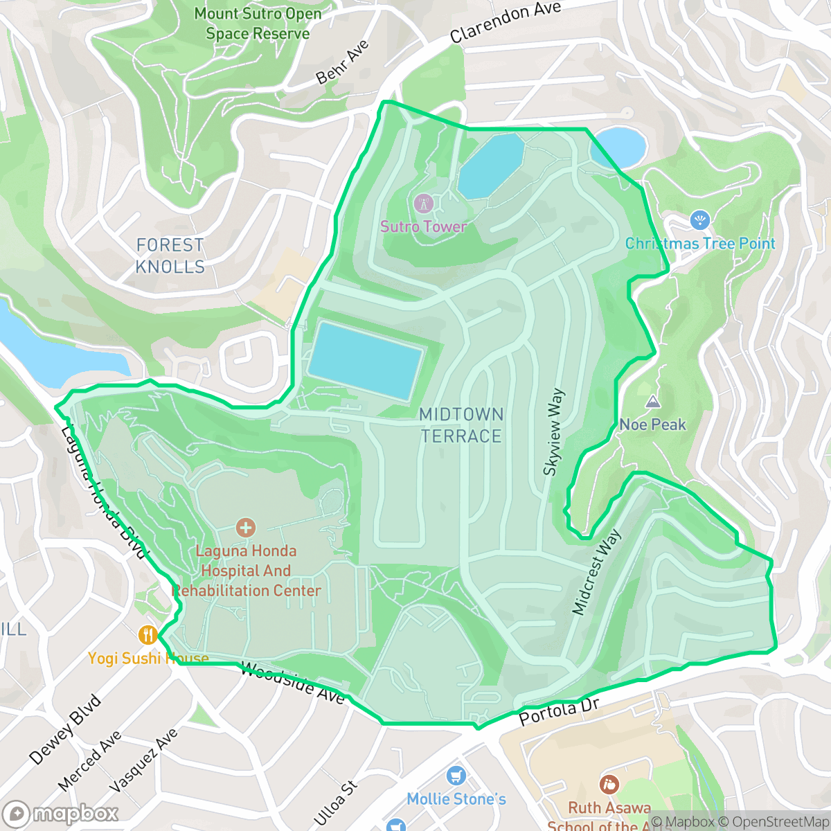 Map showing the location of Midtown Terrace, San Francisco, CA