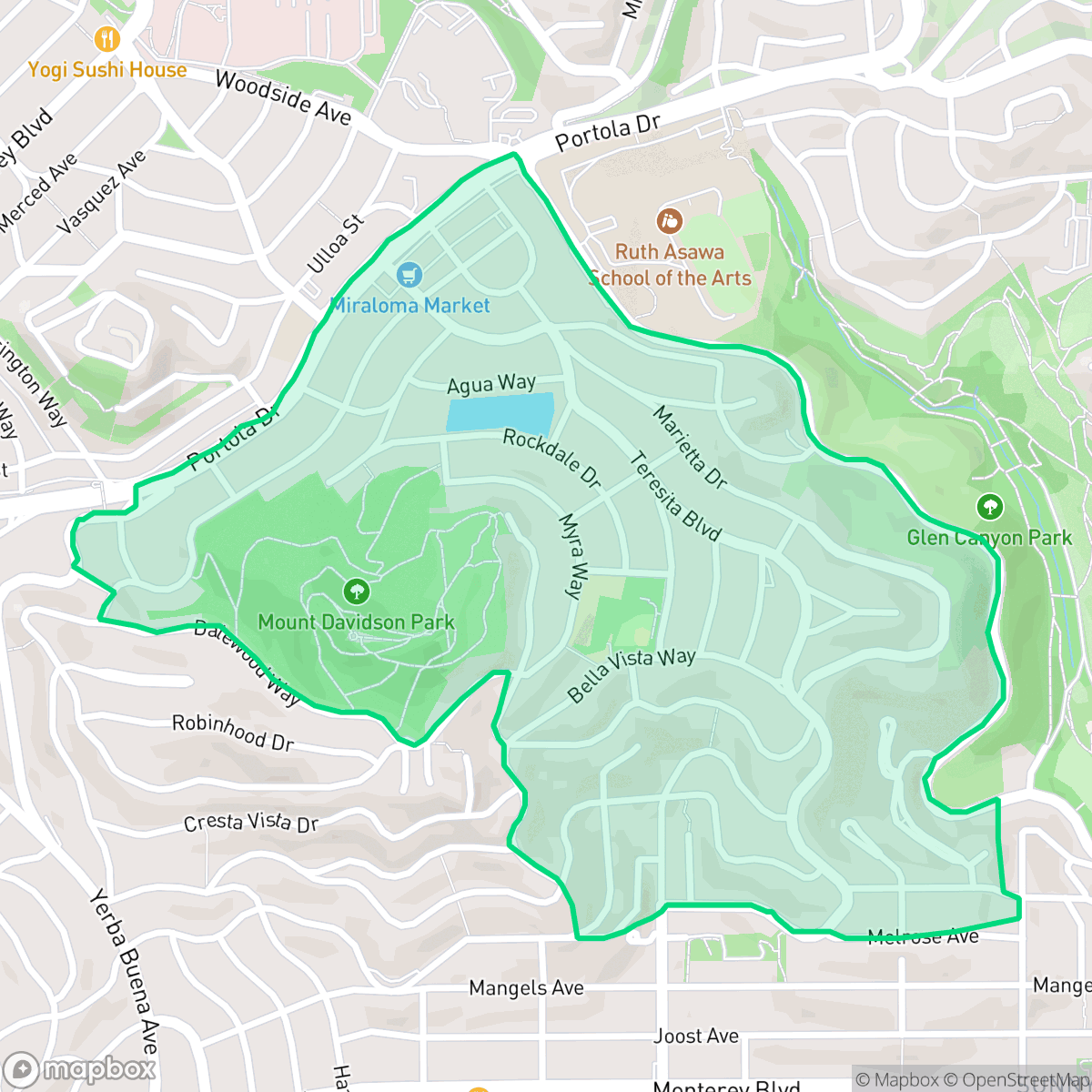 Map showing the location of Miraloma Park, San Francisco, CA