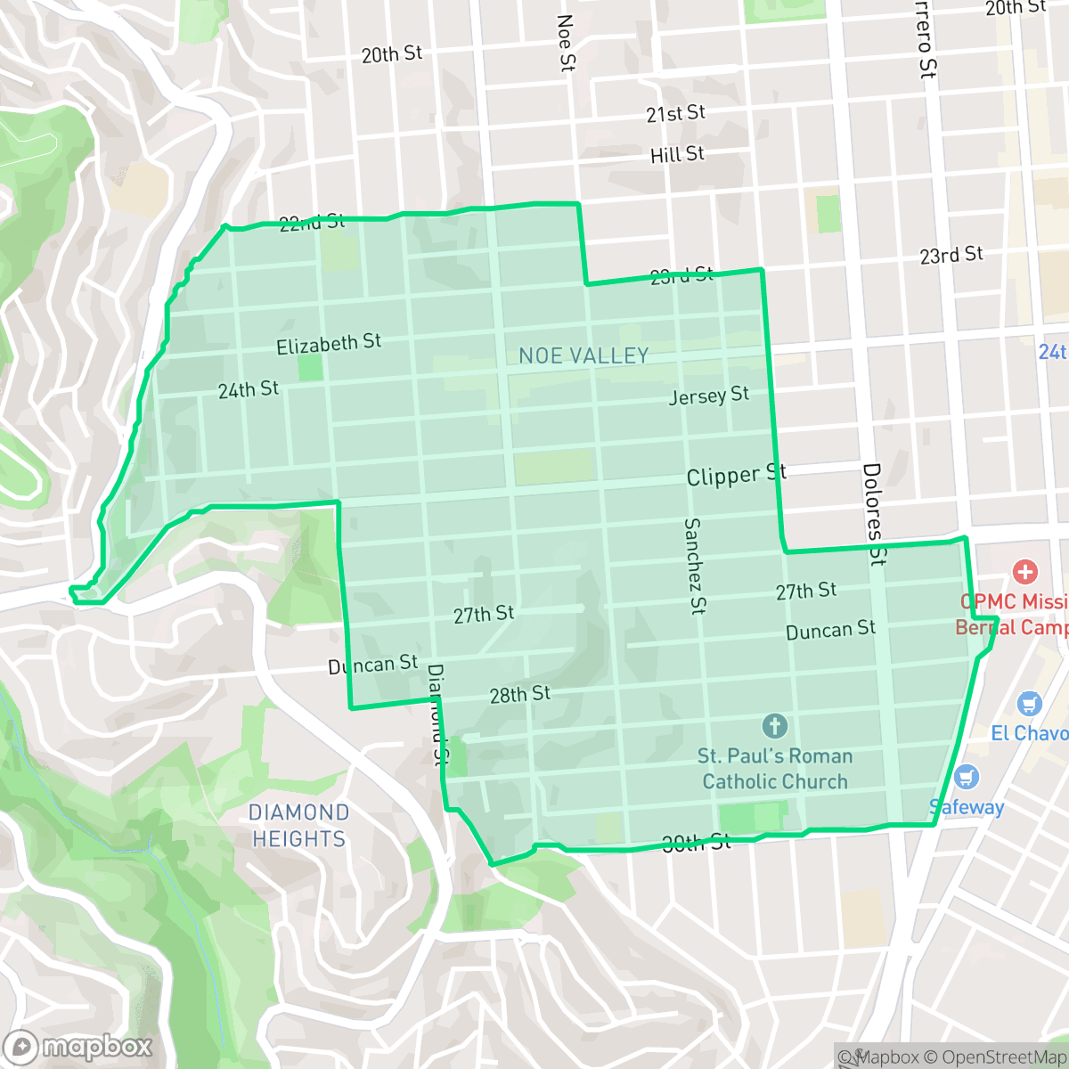 Map showing the location of Noe Valley, San Francisco, CA
