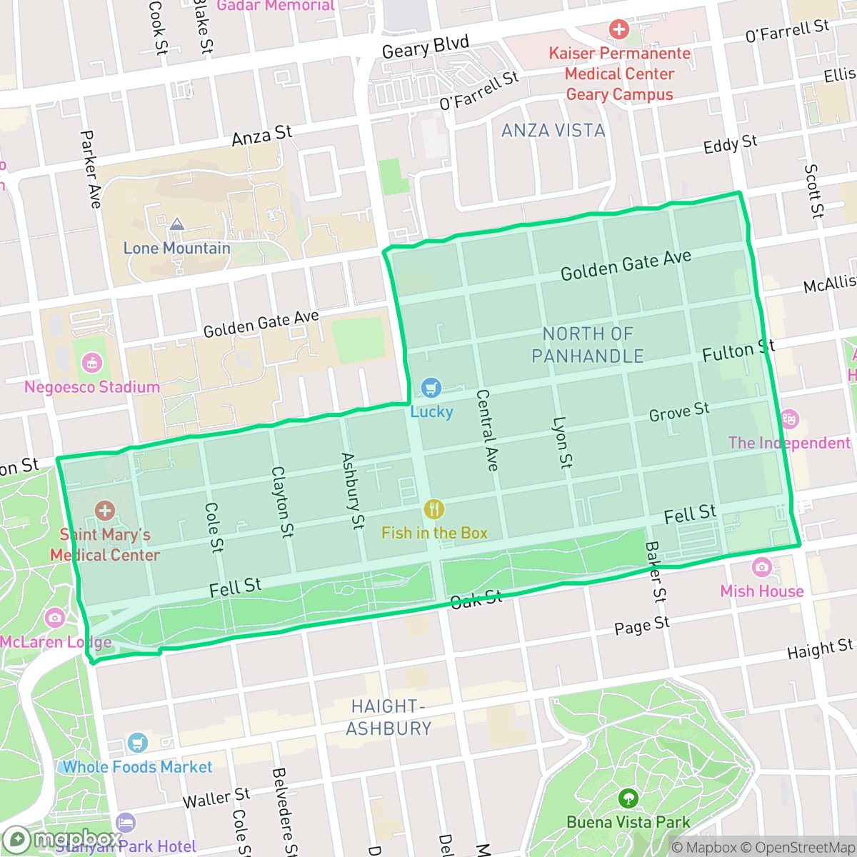 Map showing the location of North Panhandle, San Francisco, CA