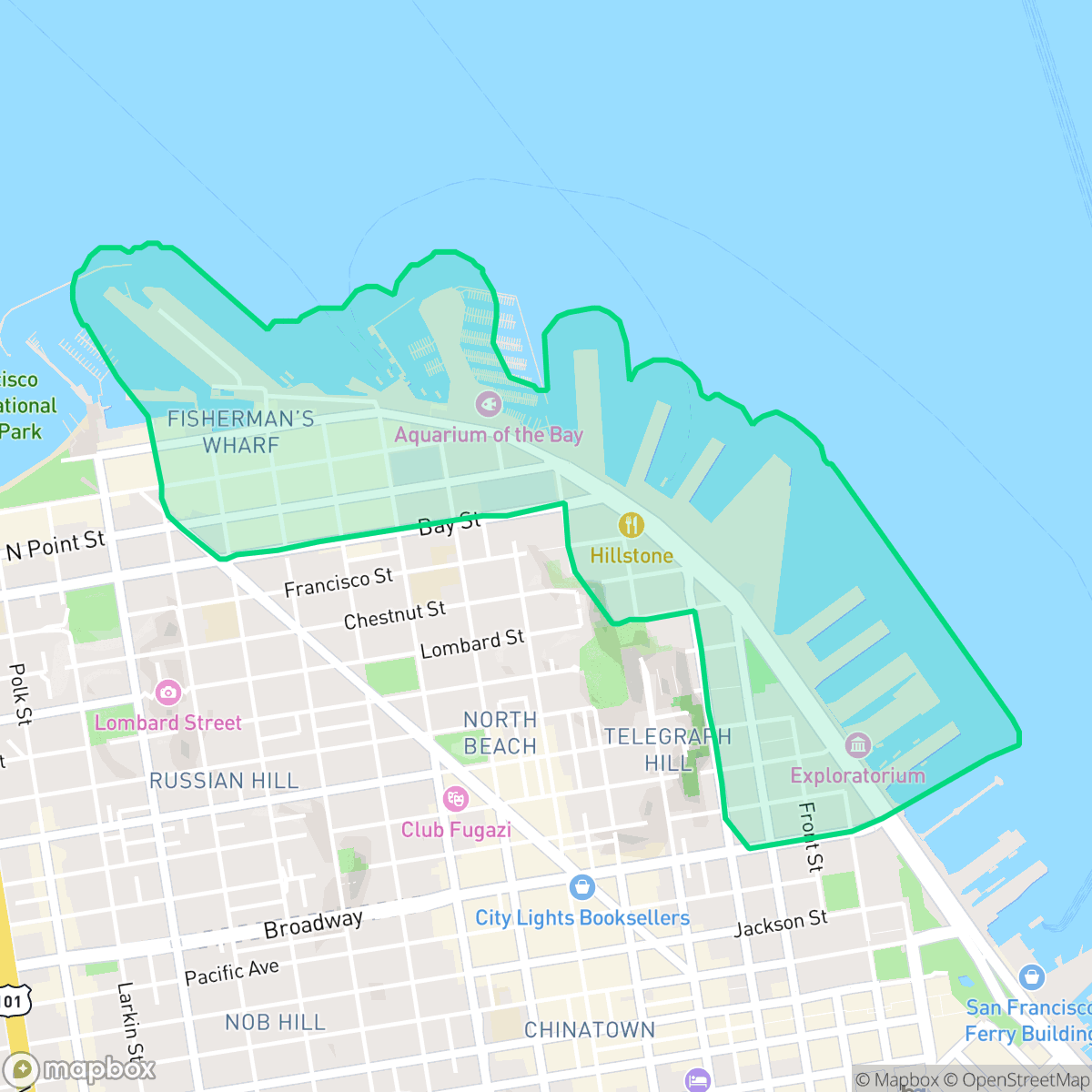 Map showing the location of North Waterfront, San Francisco, CA