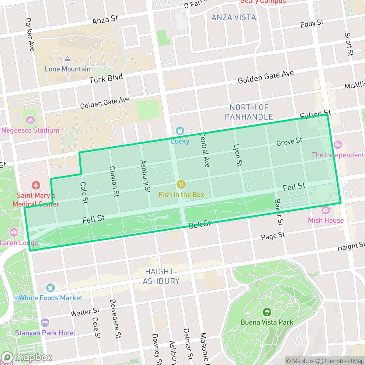 Map showing the location of Panhandle, San Francisco, CA