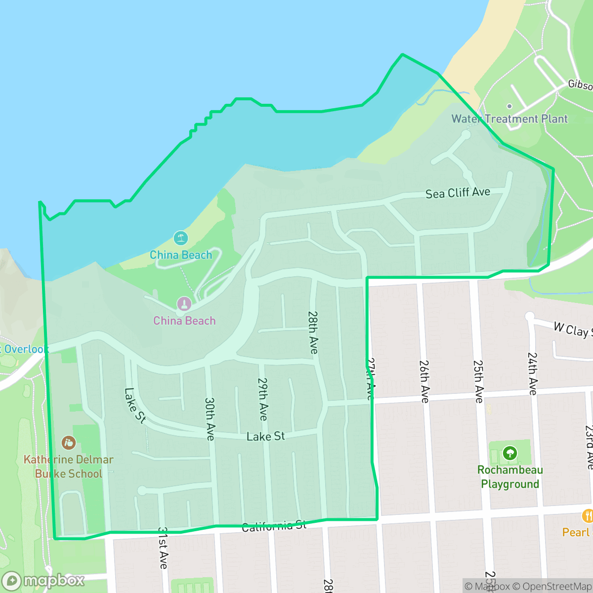 Map showing the location of Sea Cliff, San Francisco, CA