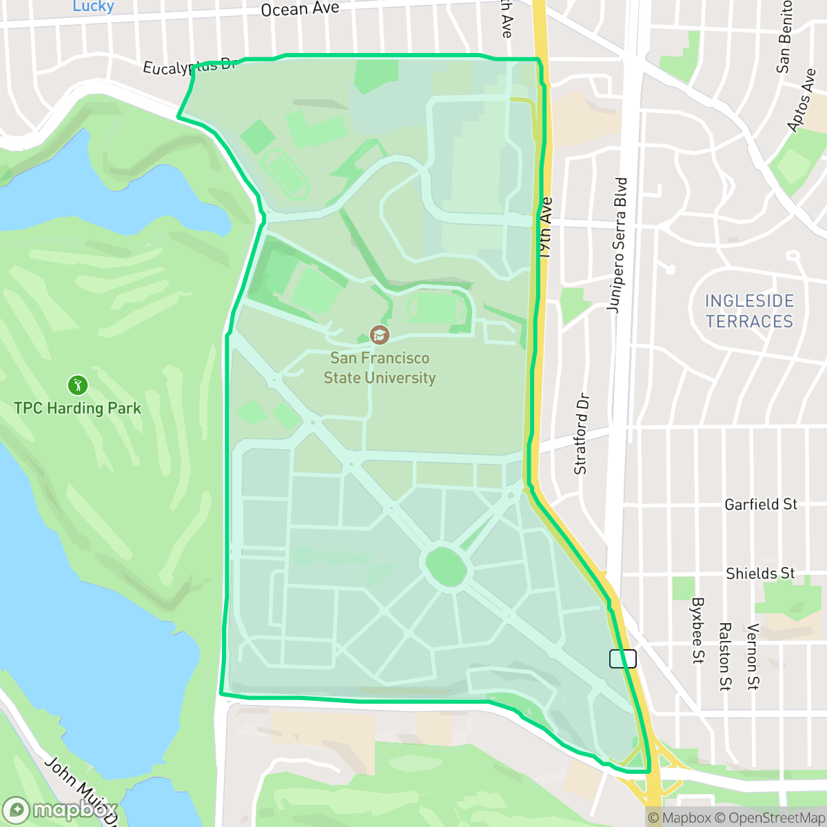 Map showing the location of Stonestown, San Francisco, CA