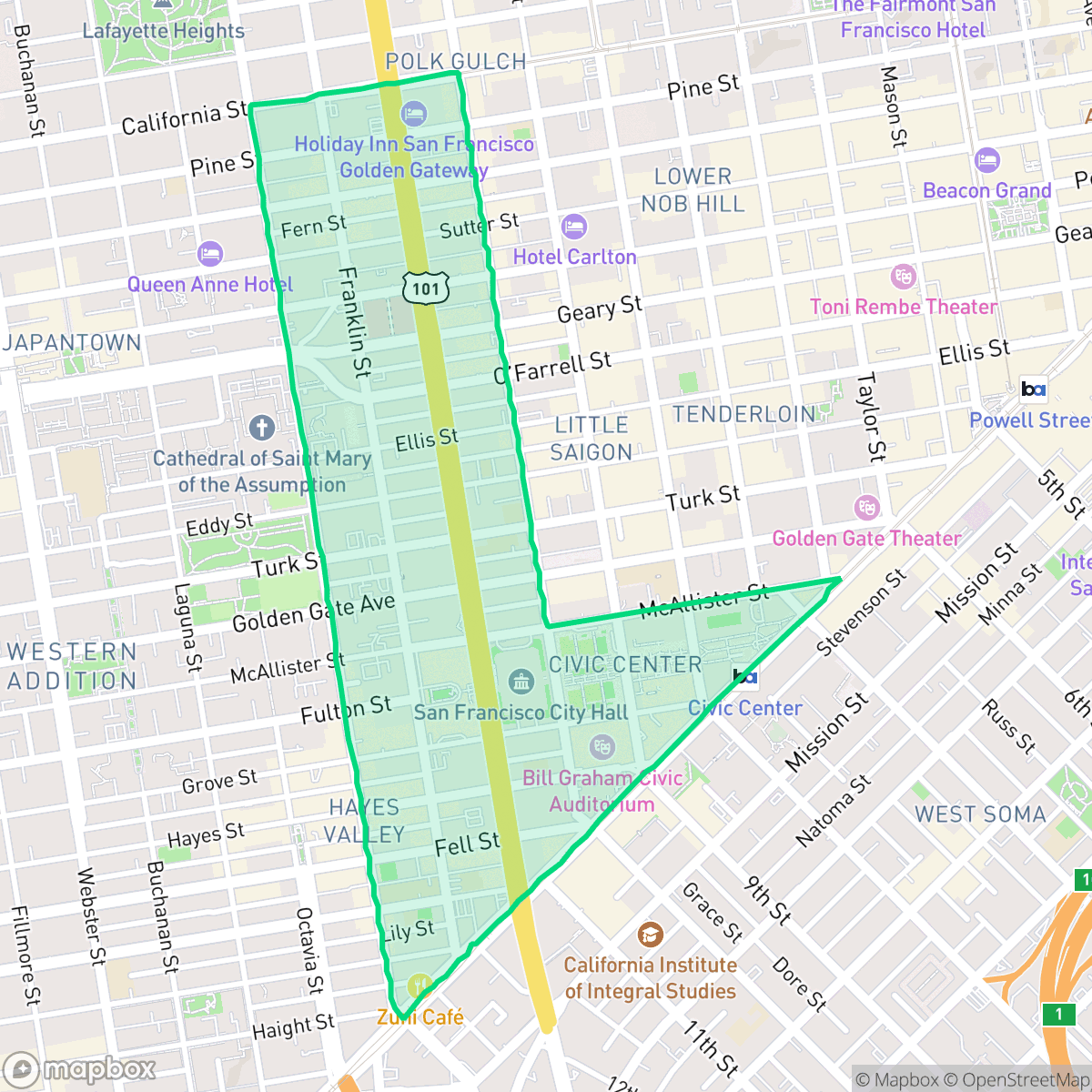 Map showing the location of Van Ness - Civic Center, San Francisco, CA