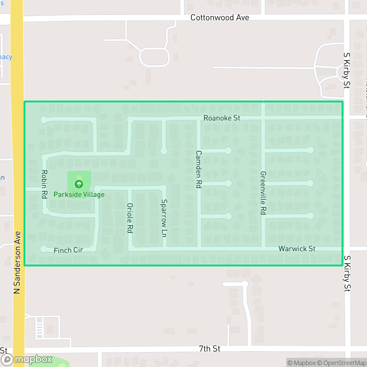 Map showing the location of Parkside Village, San Jacinto, CA