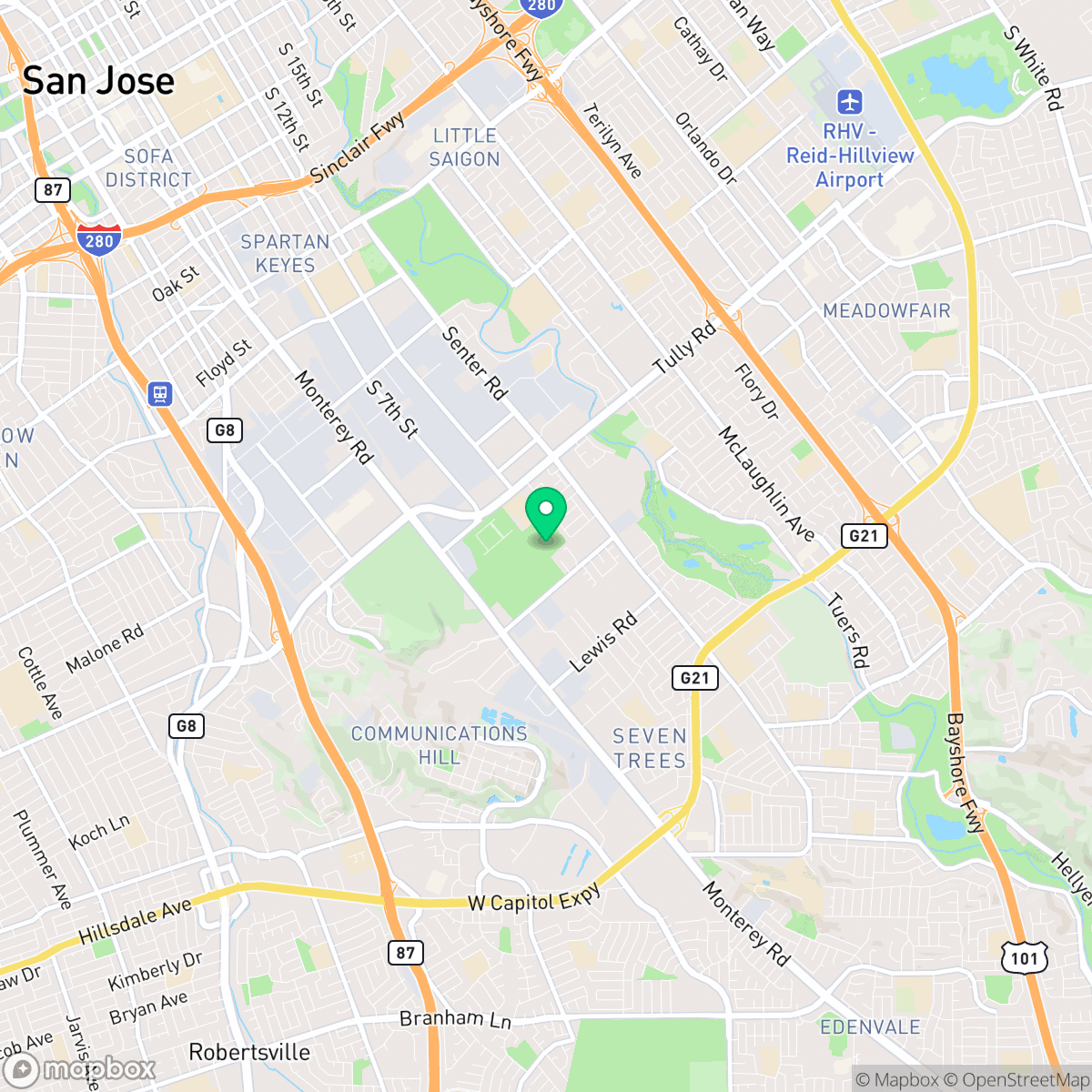 Map showing the location of San Jose, CA — coverage area