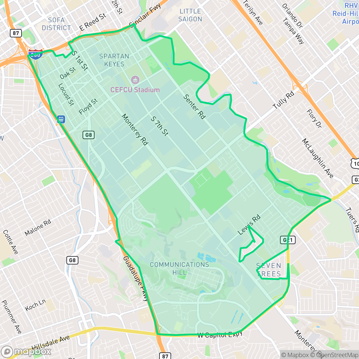 Map showing the location of Fairgrounds, San Jose, CA