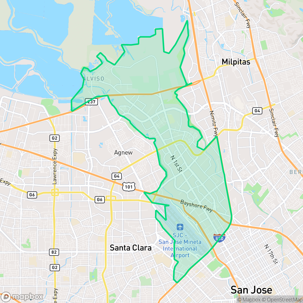 Map showing the location of North San Jose, San Jose, CA