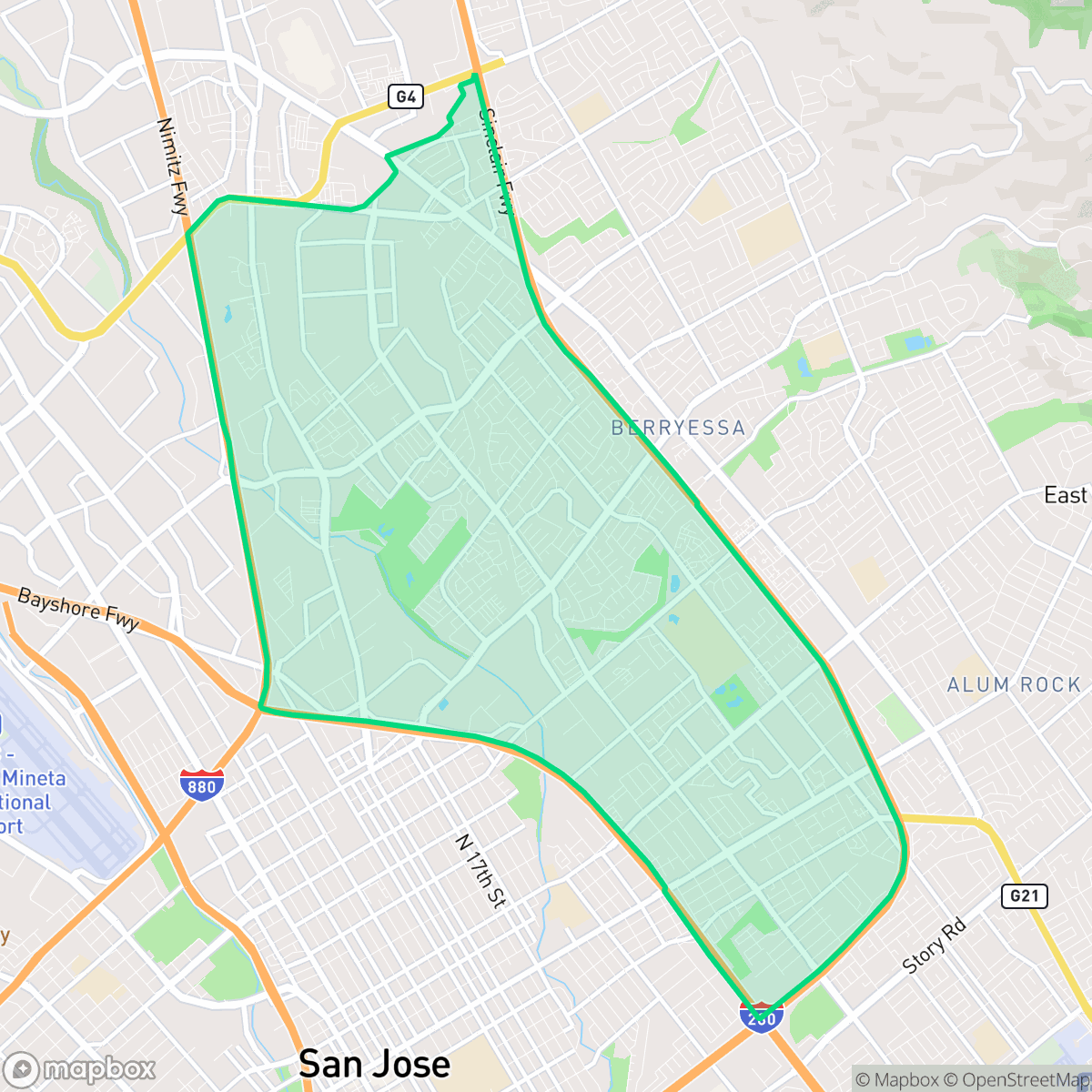 Map showing the location of North Valley, San Jose, CA