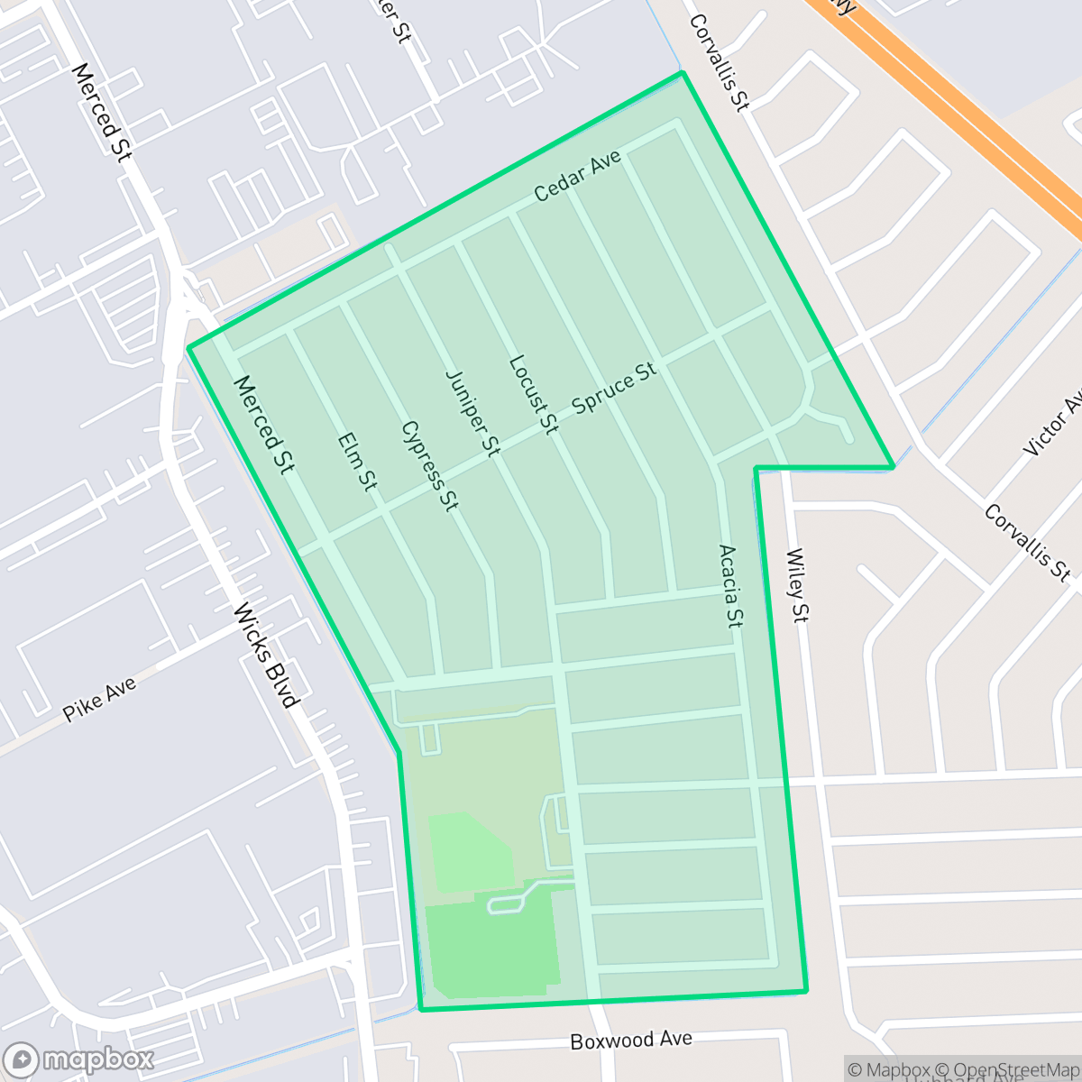 Map showing the location of Bonaire, San Leandro, CA