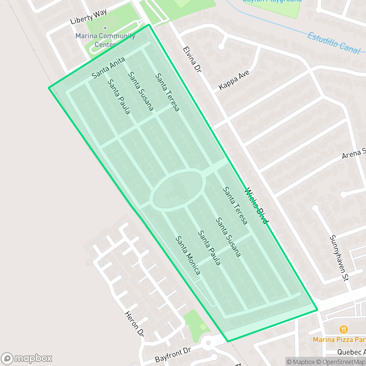 Map showing the location of Mission Bay Mobile Home Park, San Leandro, CA