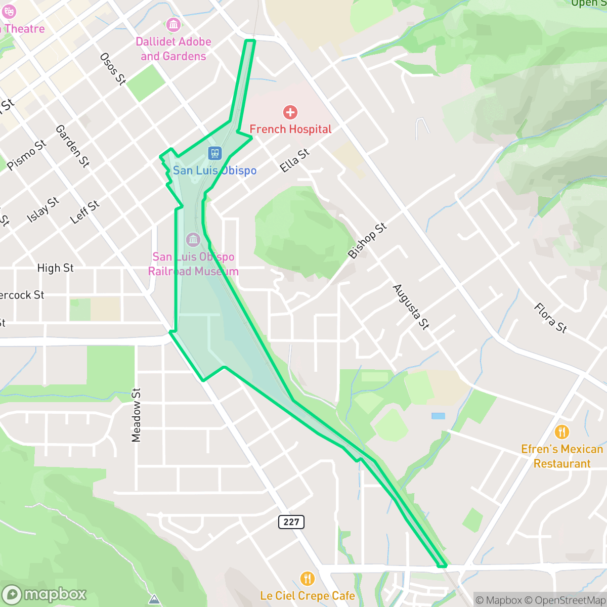 Map showing the location of Railroad District, San Luis Obispo, CA