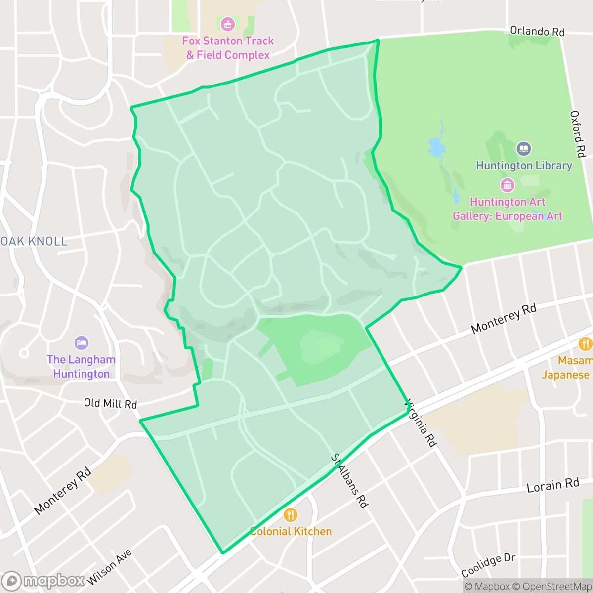 Map showing the location of Lacy Estates, San Marino, CA
