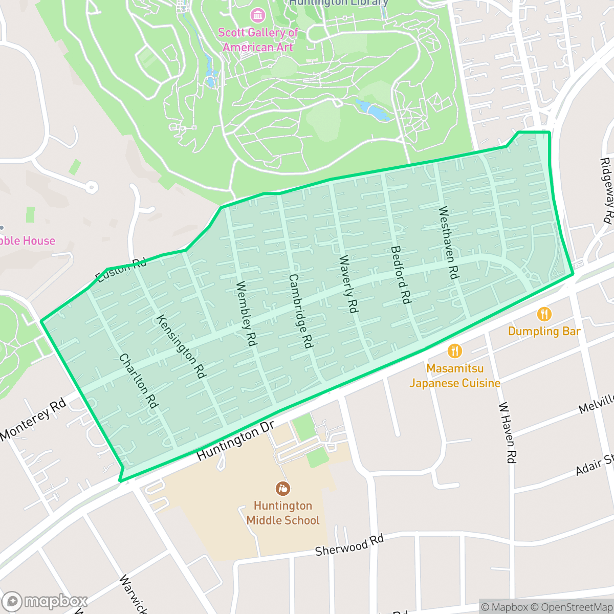Map showing the location of Library District, San Marino, CA