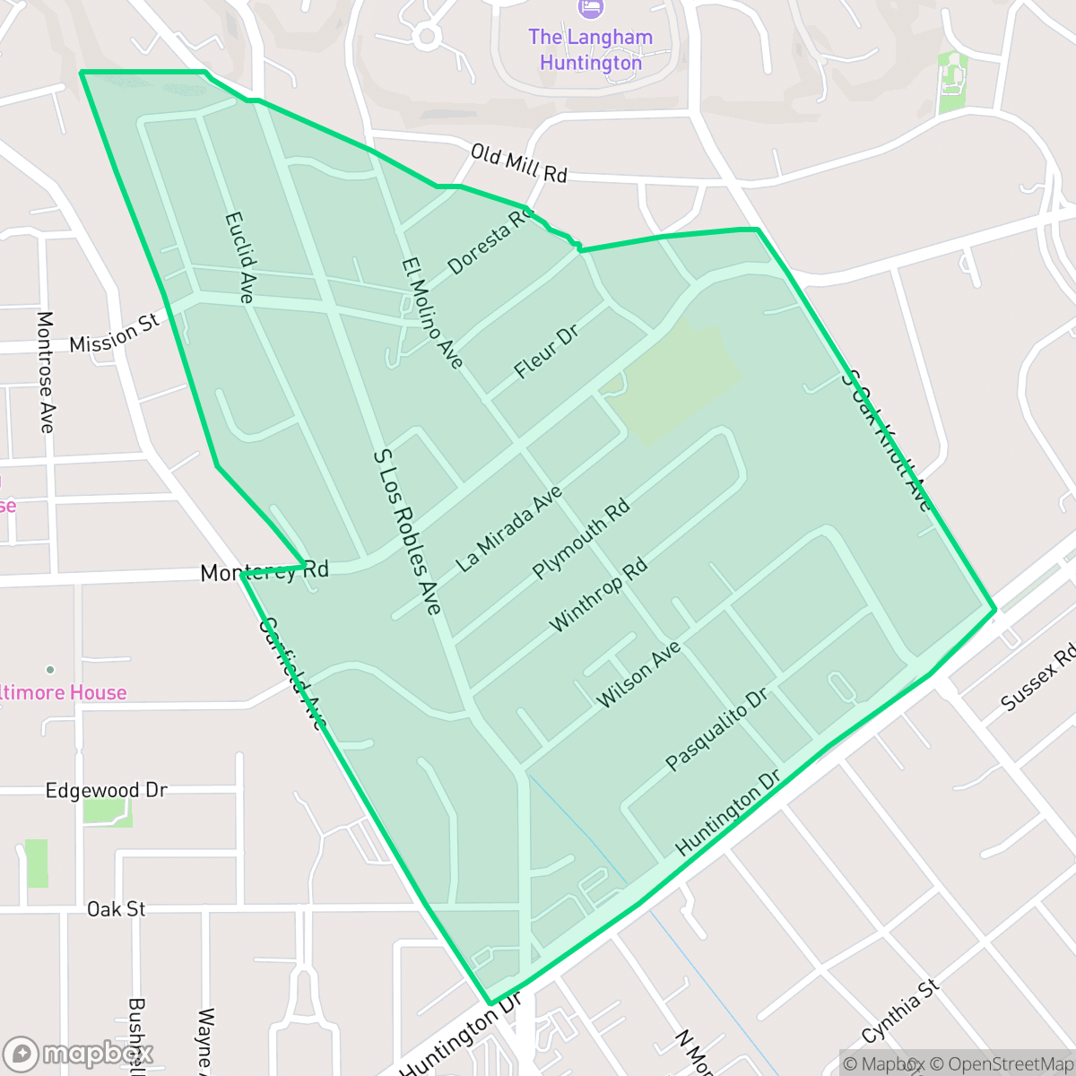 Map showing the location of Mission District, San Marino, CA