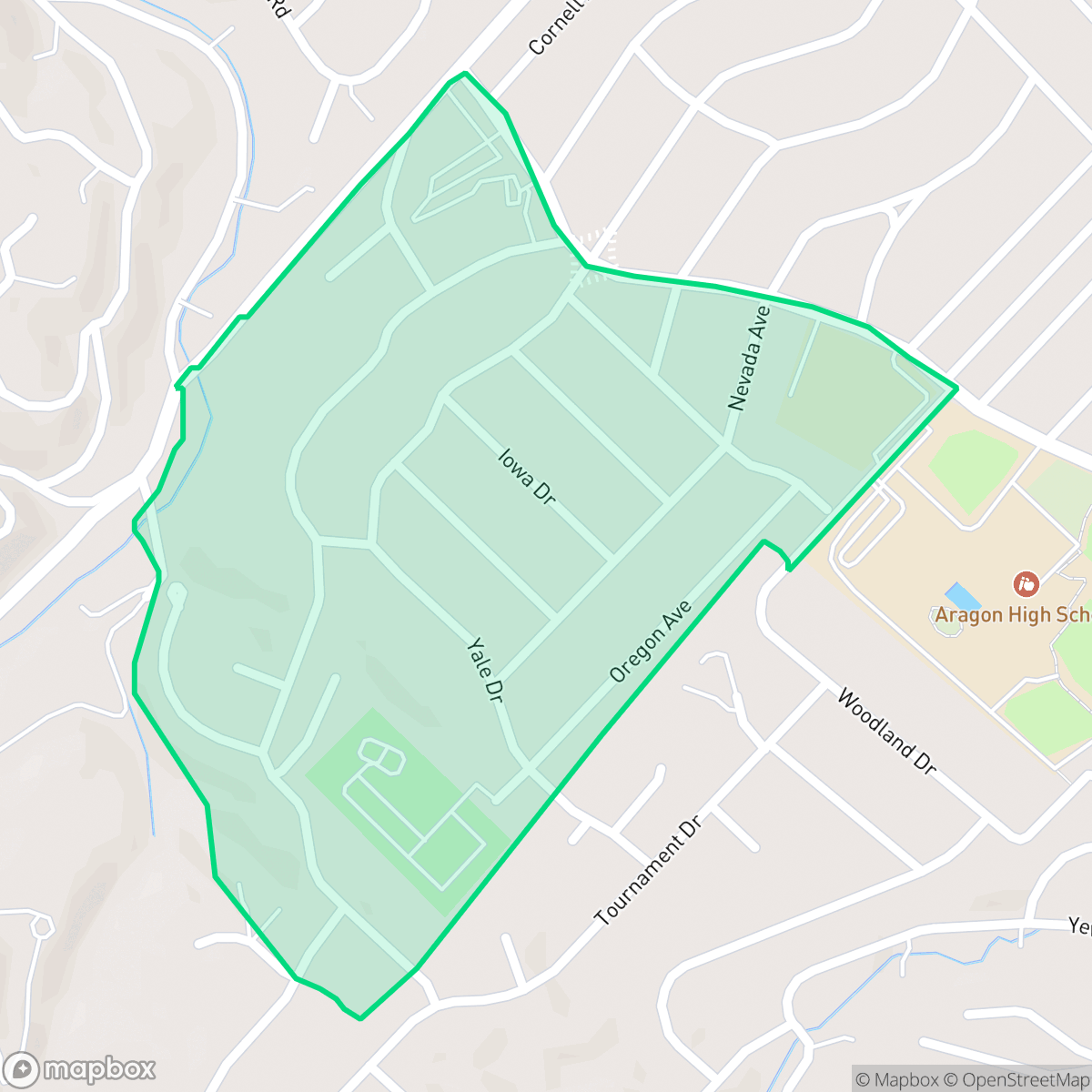Map showing the location of Baywood Knolls, San Mateo, CA