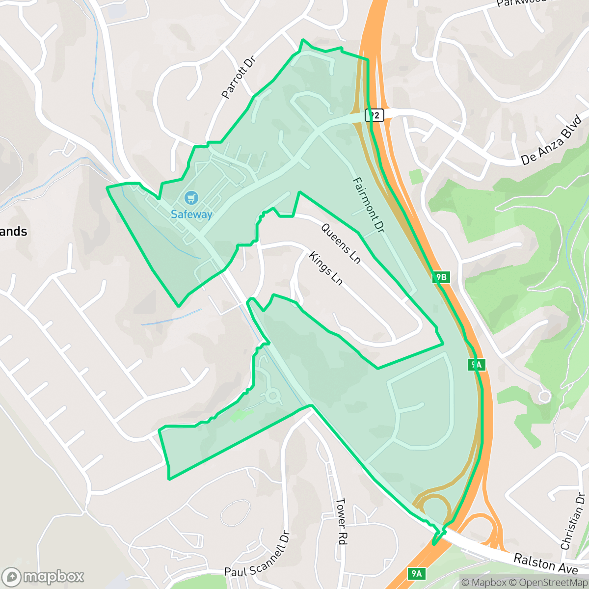 Map showing the location of Baywood Park, San Mateo, CA