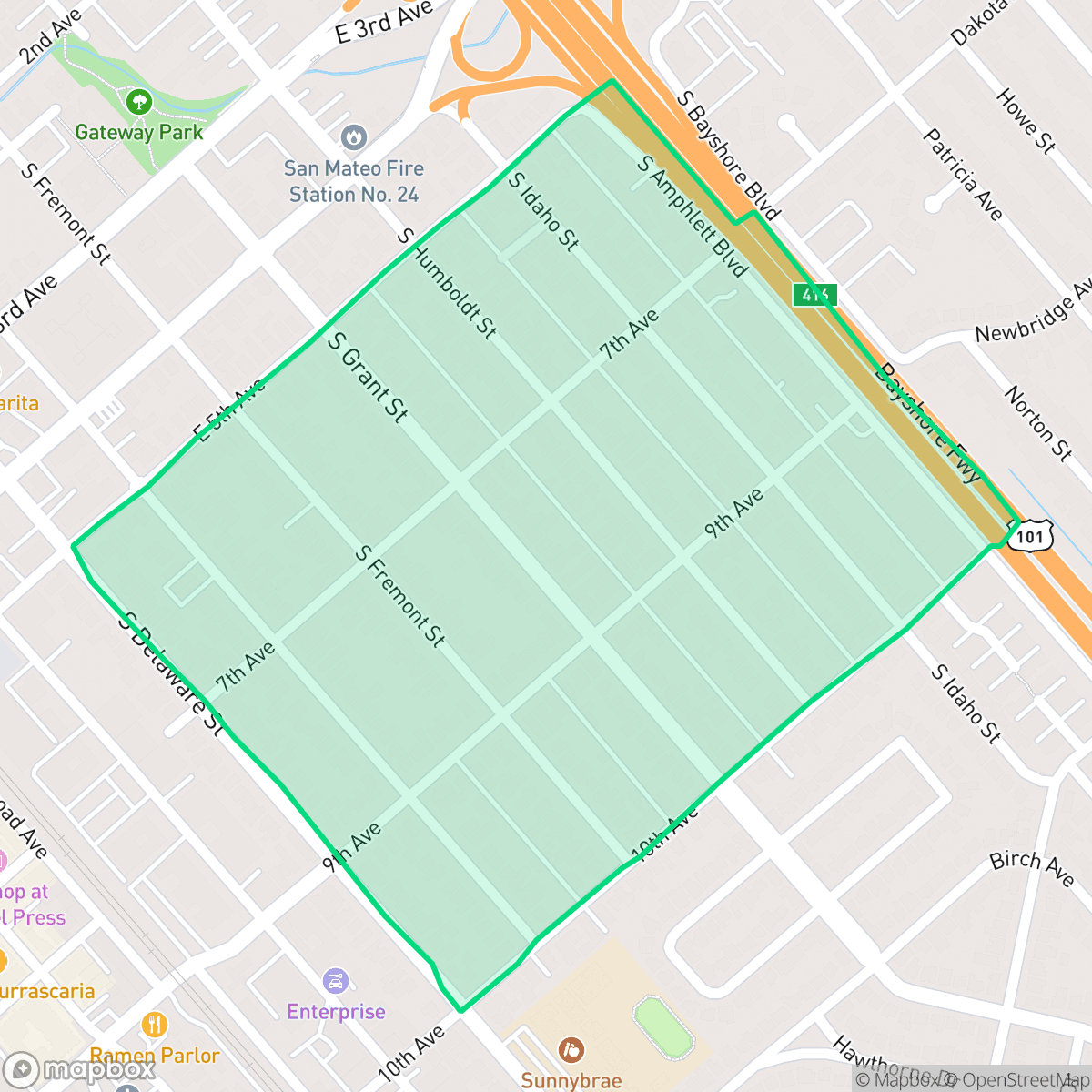 Map showing the location of East San Mateo, San Mateo, CA