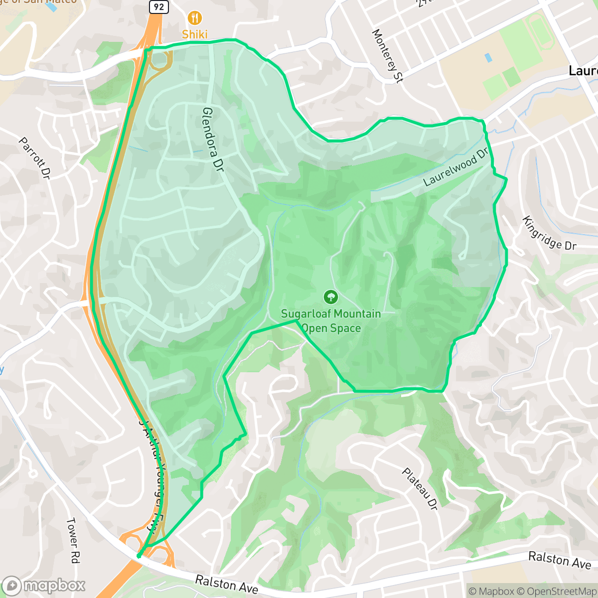 Map showing the location of Laurelwood, San Mateo, CA