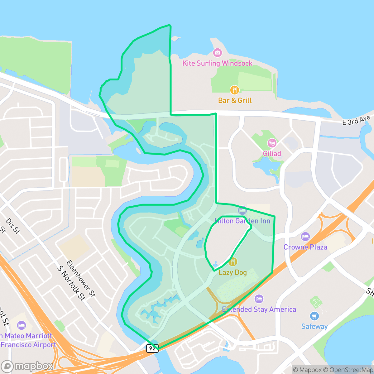 Map showing the location of Mariners Island, San Mateo, CA