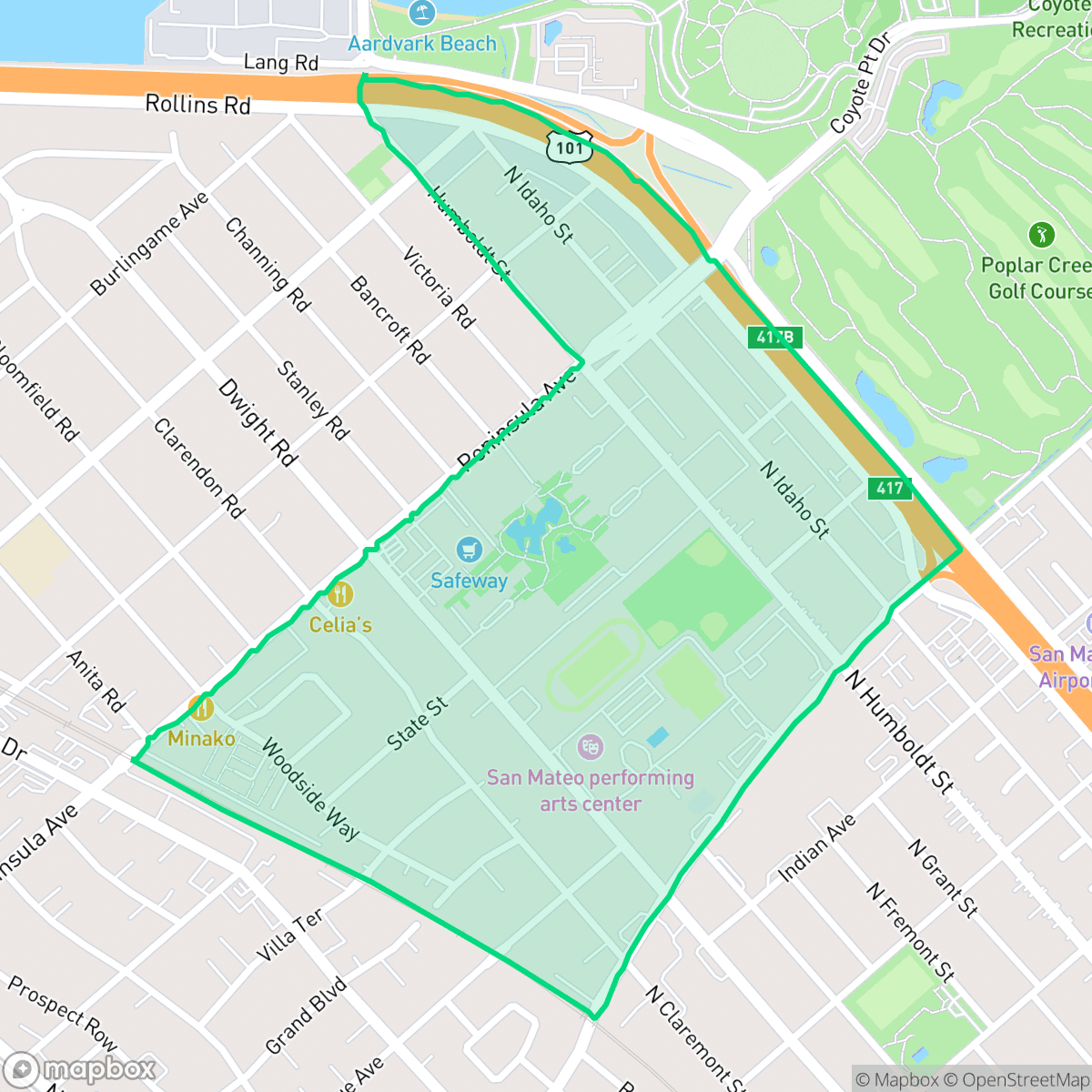 Map showing the location of North Central, San Mateo, CA