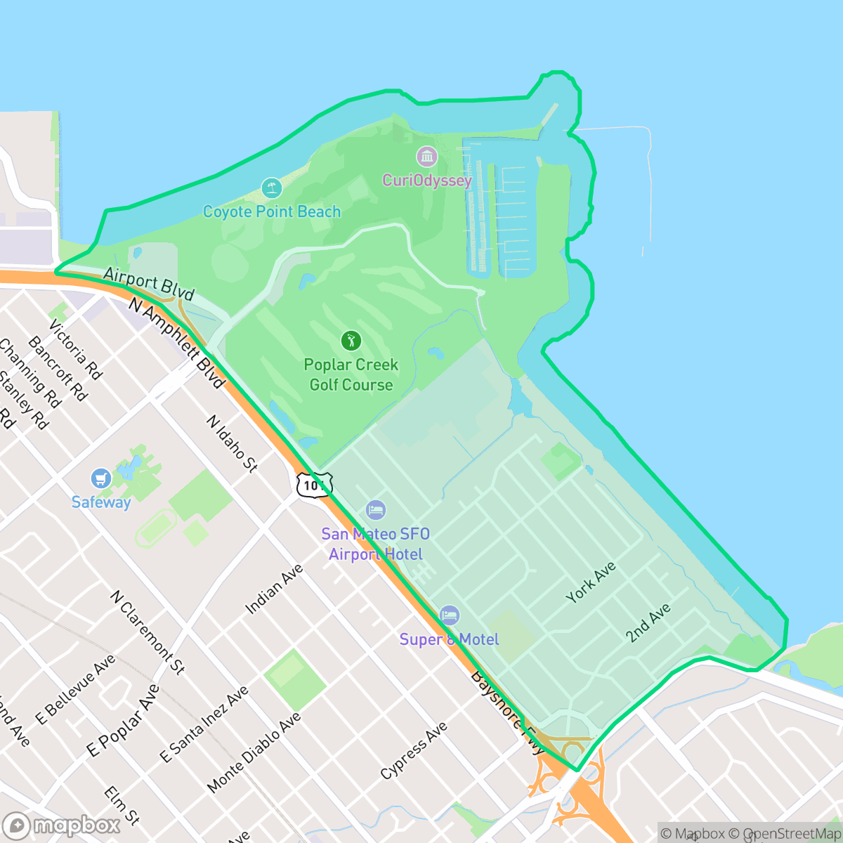 Map showing the location of North Shoreview, San Mateo, CA