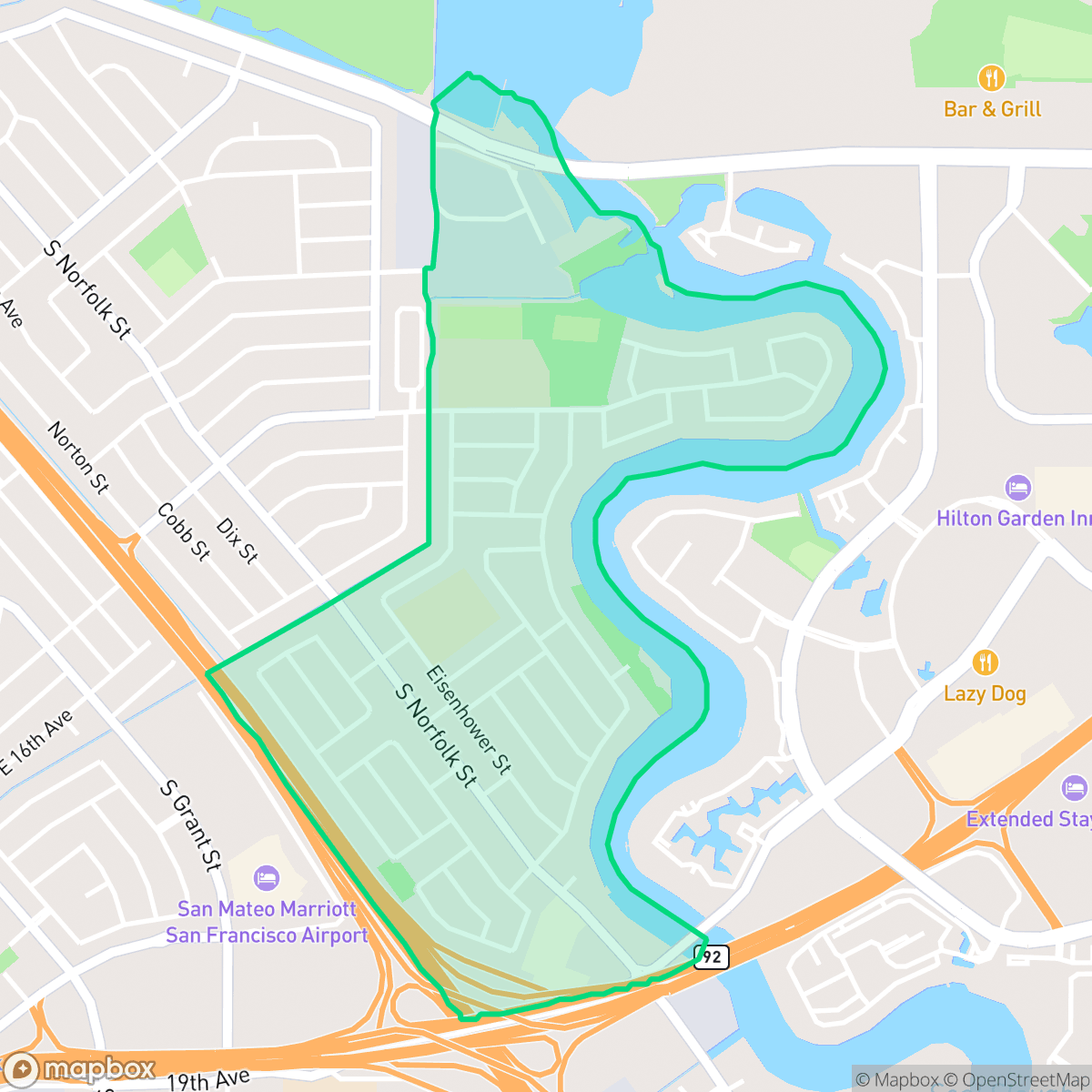 Map showing the location of Parkside, San Mateo, CA