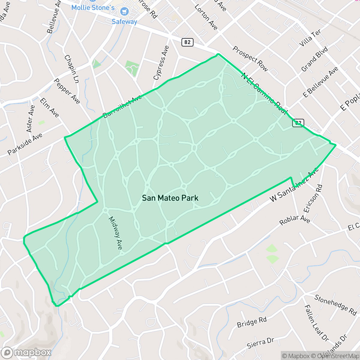 Map showing the location of San Mateo Park, San Mateo, CA