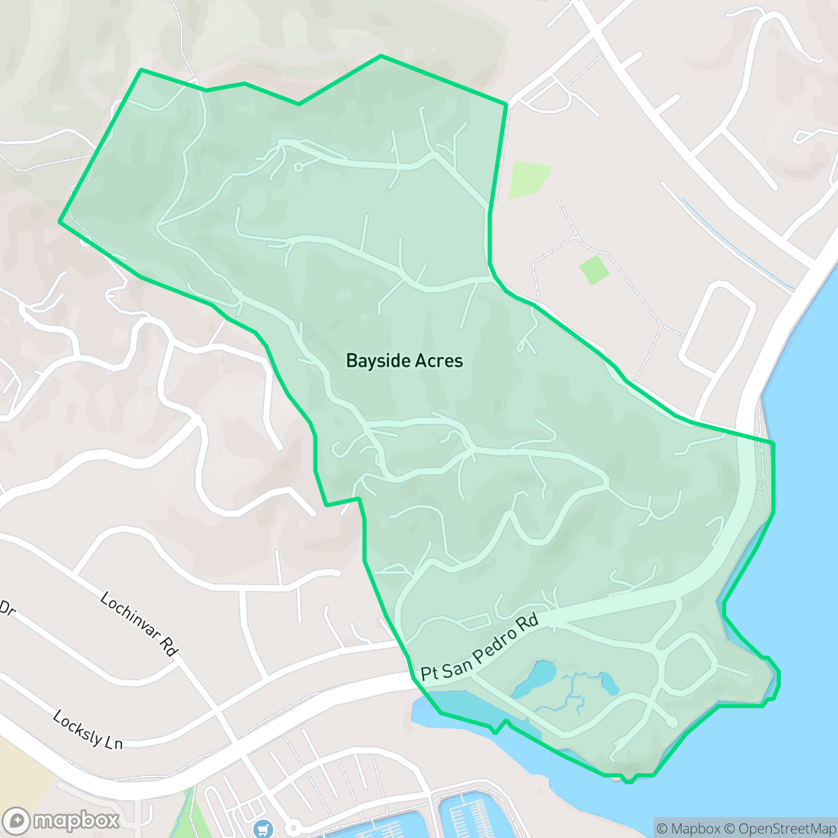 Map showing the location of Bayside Acres, San Rafael, CA