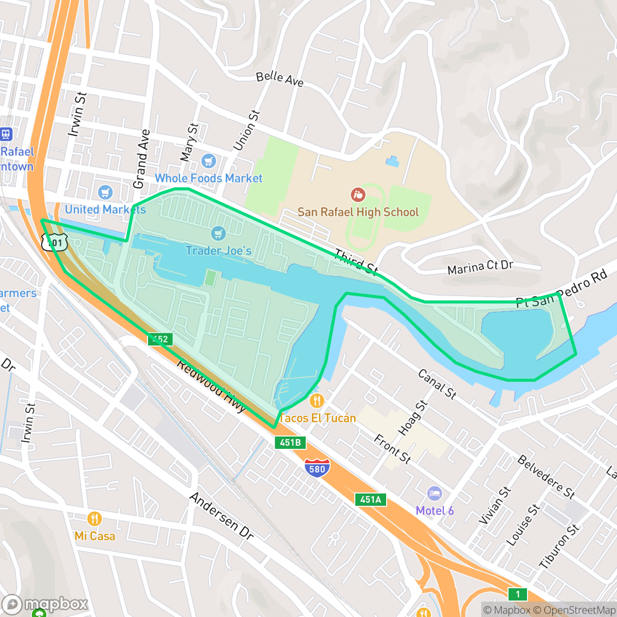 Map showing the location of Canal Waterfront, San Rafael, CA