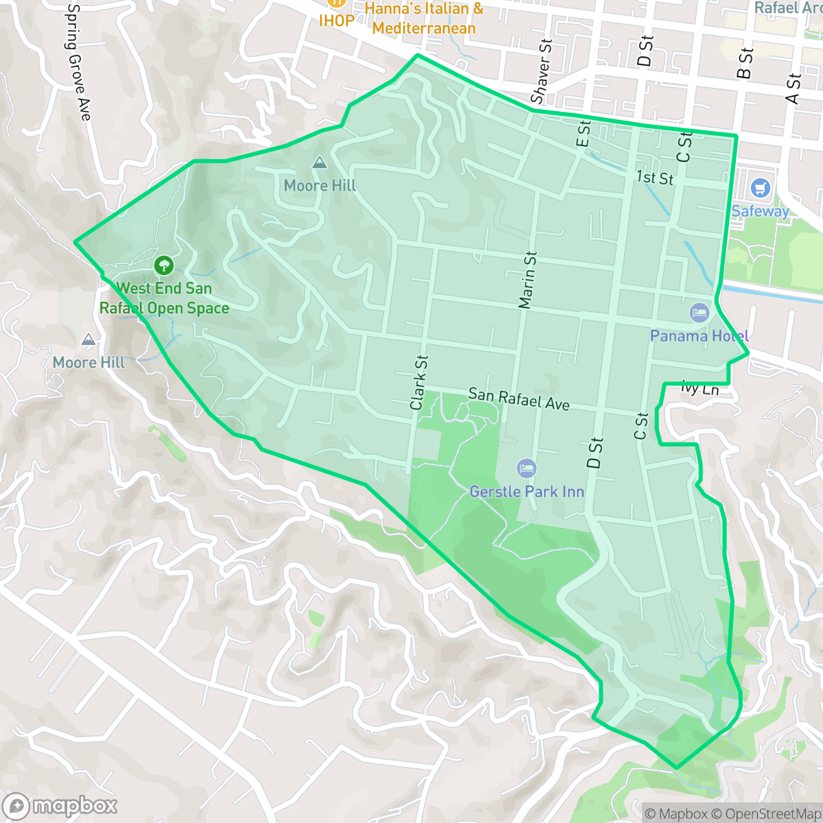 Map showing the location of Gerstle Park, San Rafael, CA