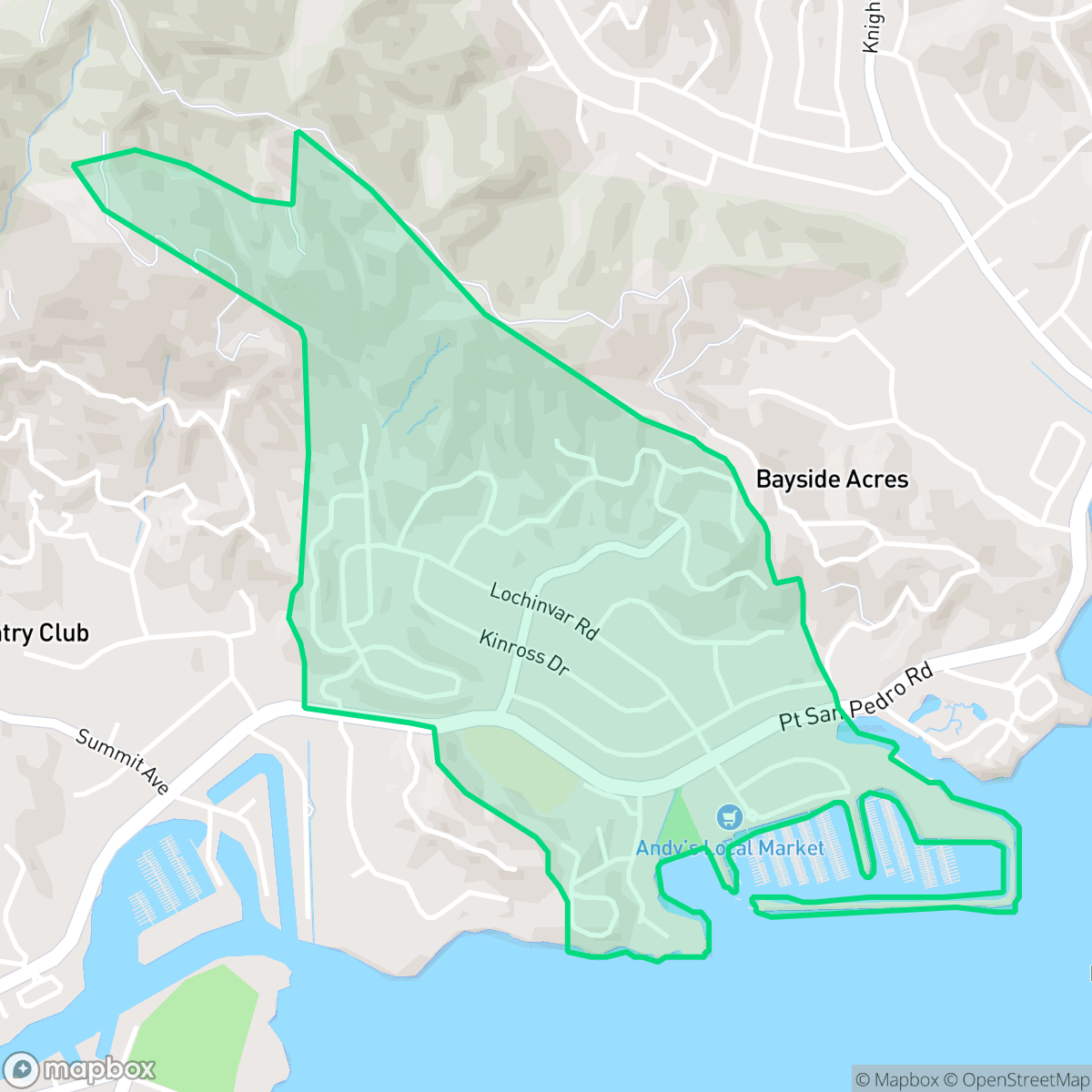 Map showing the location of Loch Lomond, San Rafael, CA
