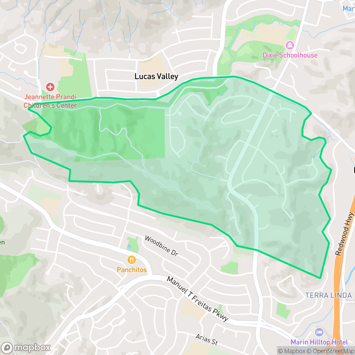Map showing the location of Mont Marin/San Rafael Park, San Rafael, CA
