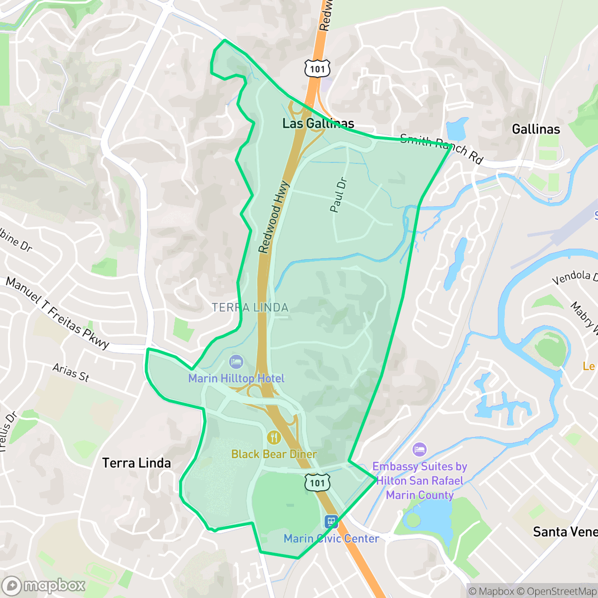 Map showing the location of North San Rafael Commercial Center, San Rafael, CA
