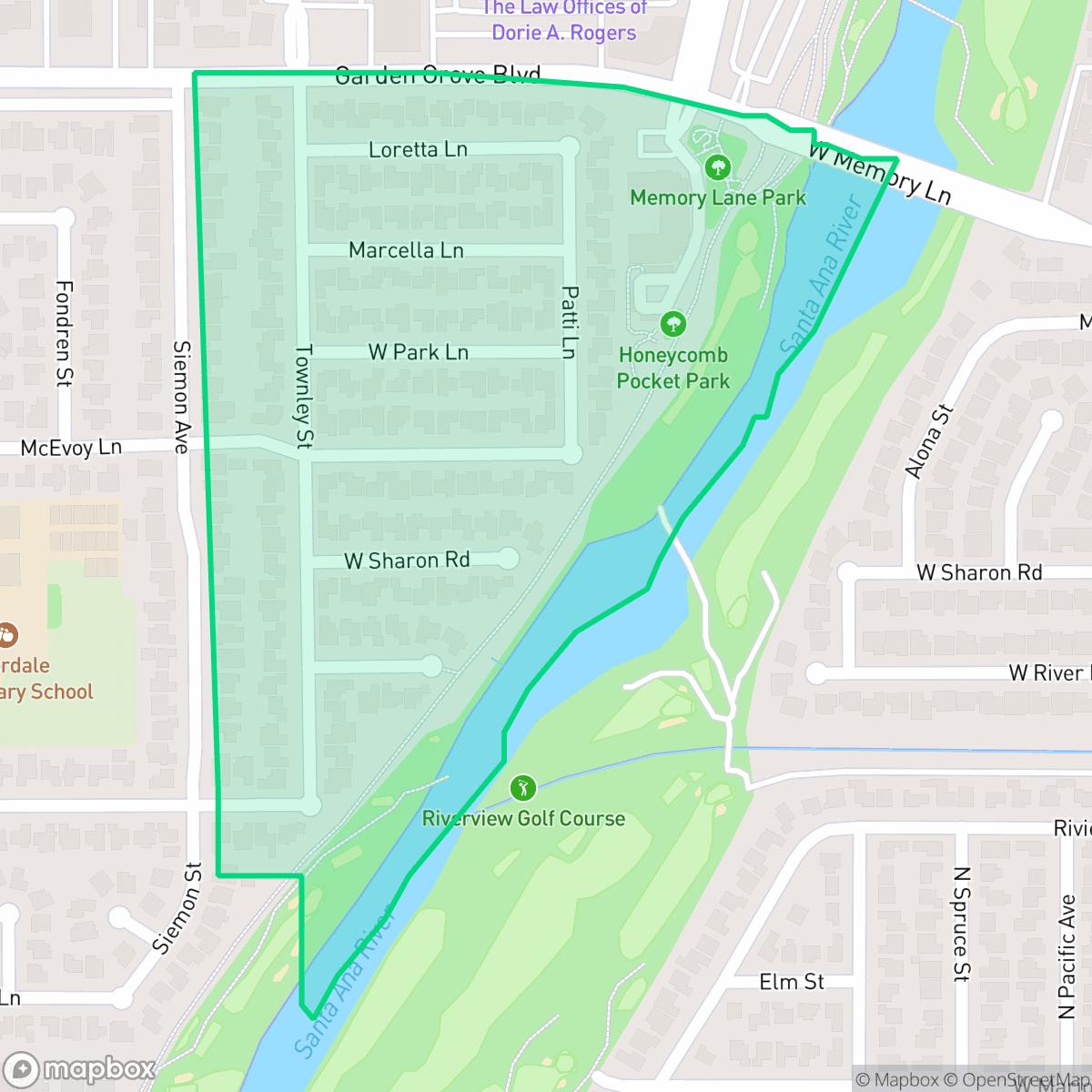 Map showing the location of Concord, Santa Ana, CA