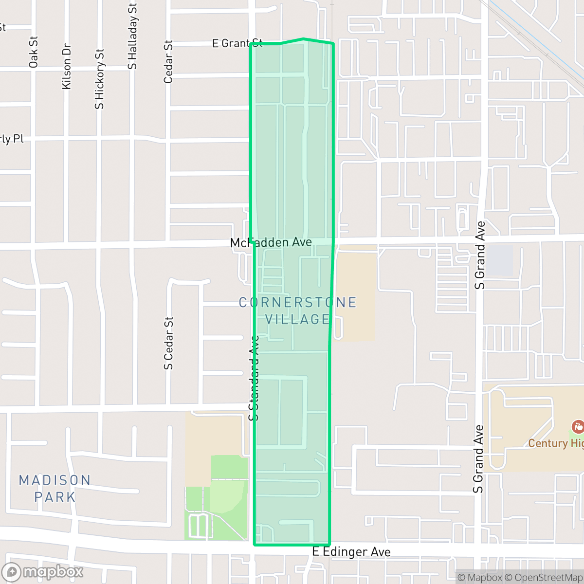 Map showing the location of Cornerstone Village, Santa Ana, CA
