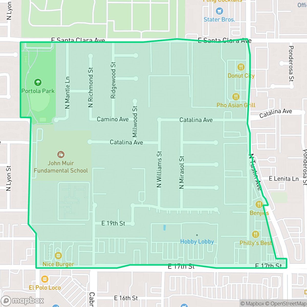 Map showing the location of Meredith Parkwood, Santa Ana, CA