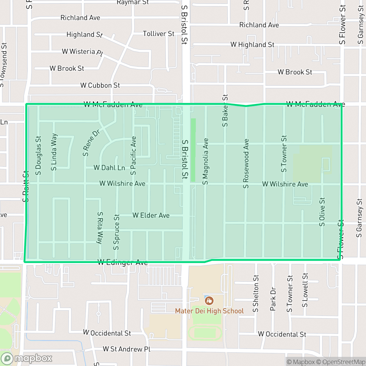 Map showing the location of Mid - City, Santa Ana, CA