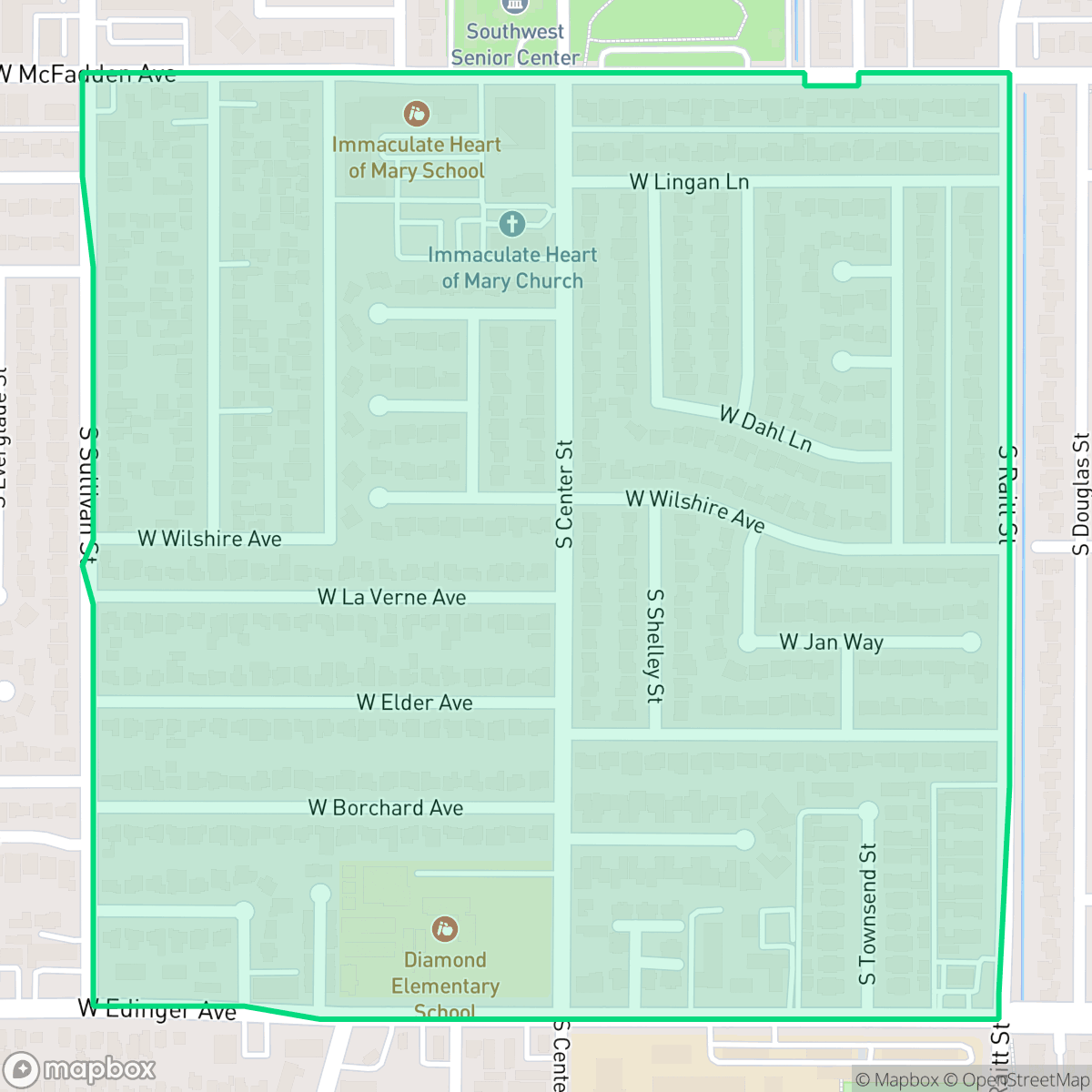 Map showing the location of New Horizons, Santa Ana, CA